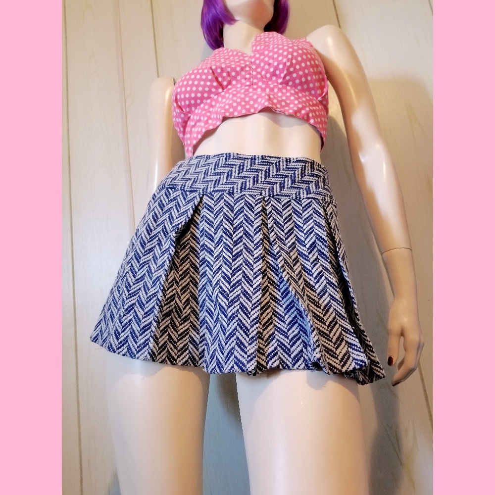 VTG 60s Schoolgirl Pleated Skater Mini Skirt
